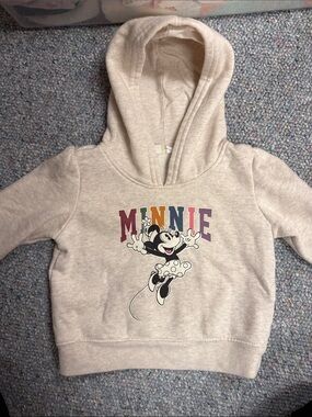Baby gap/Disney Cream Hooded Minnie Graphic Sweatshirt for Kids 12-18M EUC